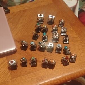 25 Assorted Gemstone Rings 925 Sterling Silver